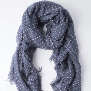 New Auth Chan Luu Polka Dot Print Cashmere Silk Scarf Colr: Blue Indigo/Eggshell